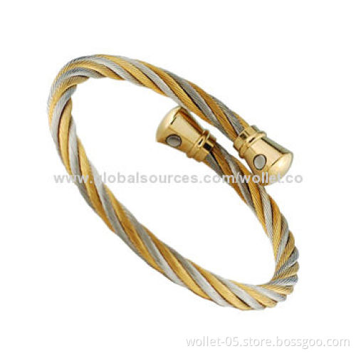 Fashionable Stainless Steel Bio Magnetic Bangle with IPG Plating, High PolishedNew